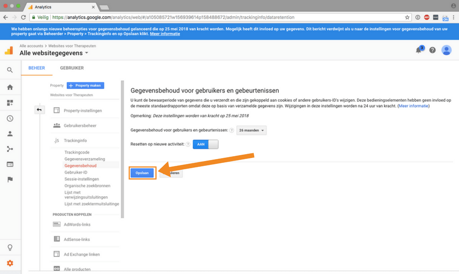 Gegevensbehoud google