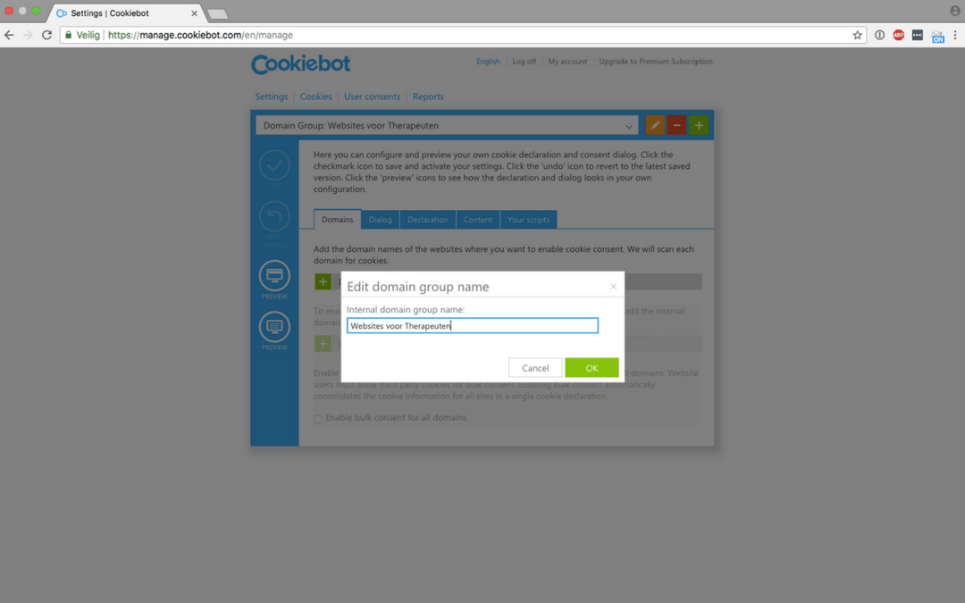 Website naam invullen