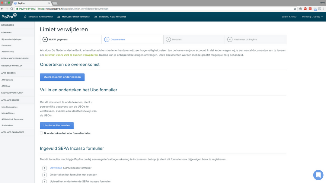 Documenten voor PayPro