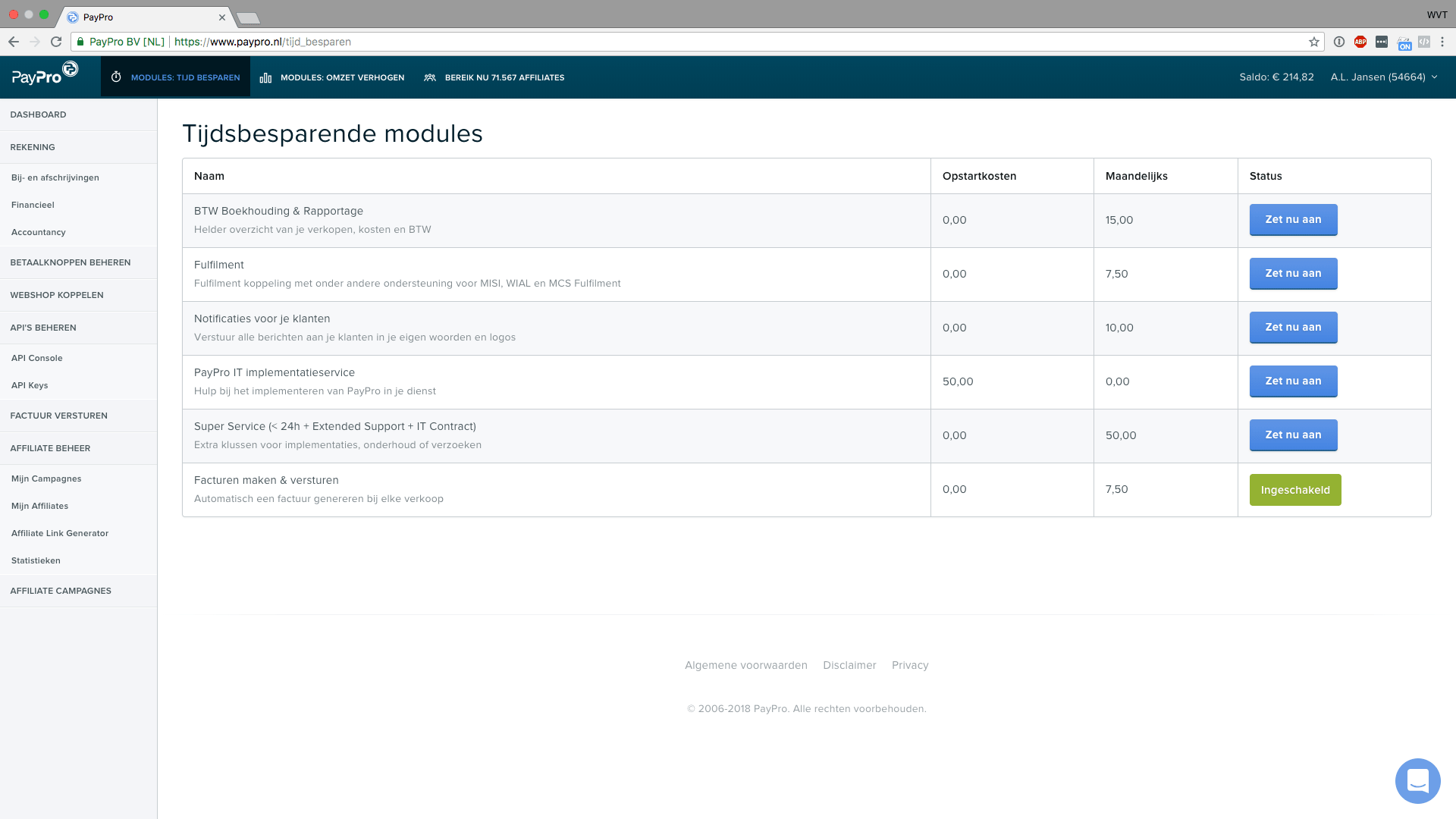automatisch facturen versturen met paypro