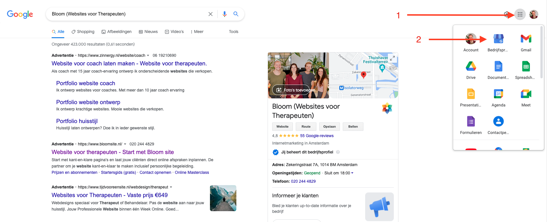 Google Mijn Bedrijf aangepast